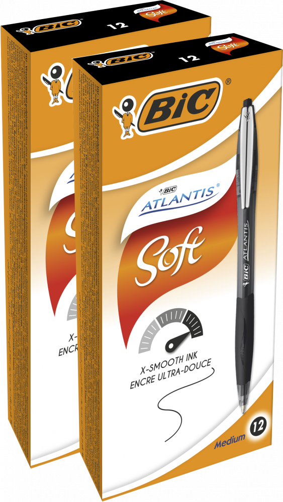 24x Długopis automatyczny Bic Atlantis Soft, 1mm, czarny