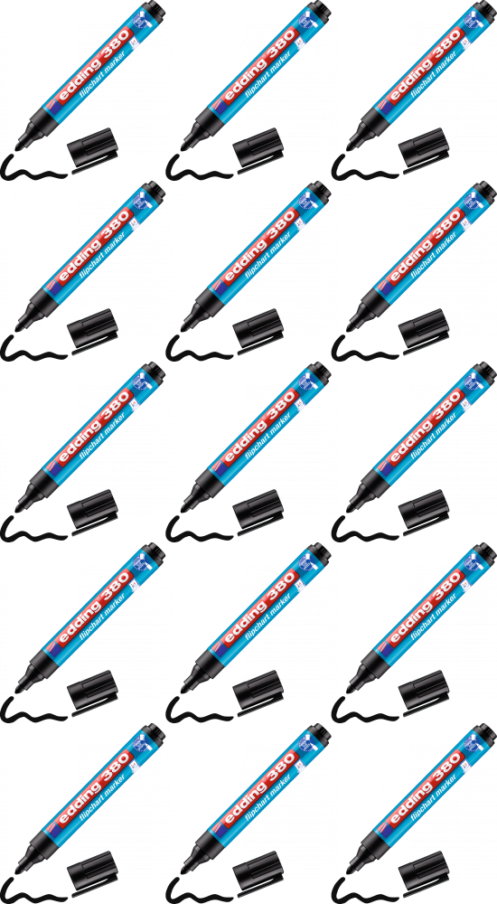15x Marker do flipchartów edding 380, okrągła, 1.5-3mm, czarny