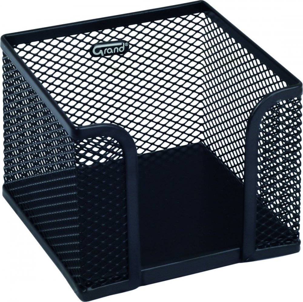 Pojemnik na karteczki Grand GR-043, 78x105x105mm, metalowy (druciany), czarny