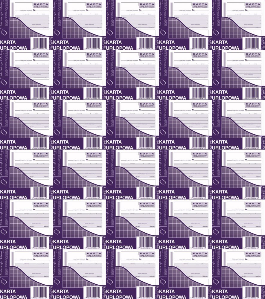 200x Druk akcydensowy Karta urlopowa MiP 507-6, 2/3 A6, offsetowy, 40k
