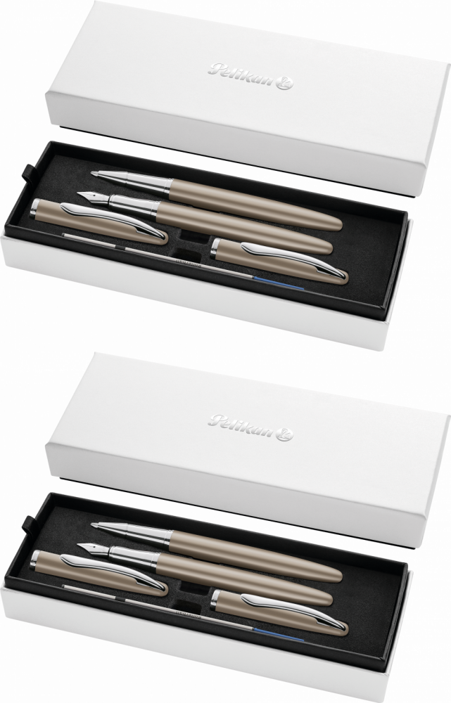 2x Zestaw Pelikan Jazz Noble Elegance Taupe, pióro wieczne + pióro kulkowe
