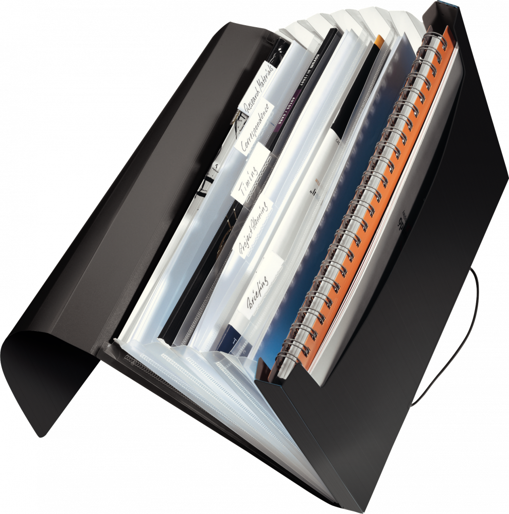 Teczka z przegródkami Leitz Solid, A4, 6 przegródek, czarny