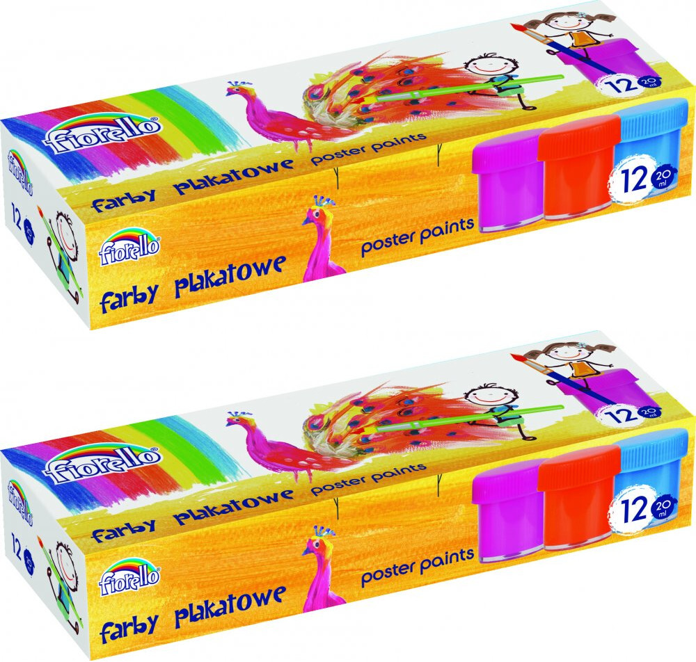 2x Farby plakatowe Fiorello, 20ml, 12 sztuk, mix kolorów