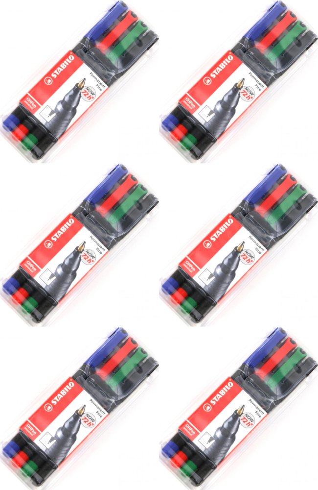 6x Foliopis Stabilo, OHPen, okrągła, 0.7 mm (F), 4 sztuki, mix kolorów