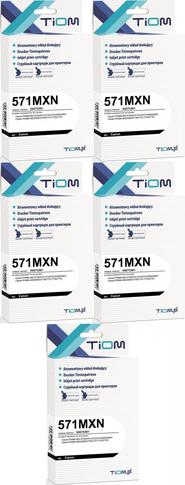 5x Tusz Tiom Ti-C571MX (CLI-571M), 645 stron, magenta (purpurowy)