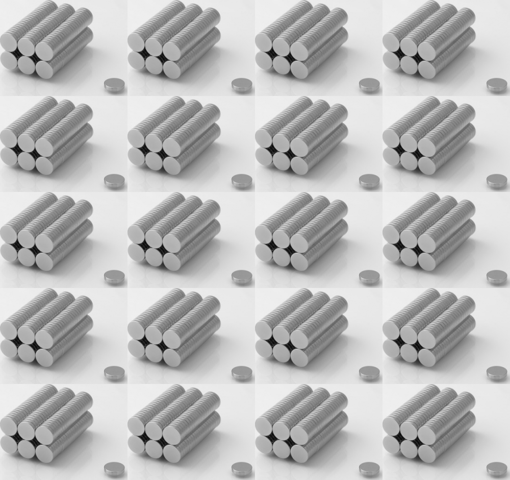 20x Magnes neodymowy Euro Magnesy N38, walcowy, 10x2mm, srebrny