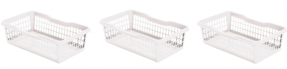 3x Koszyk do przechowywania Plafor 2, 248x147x72 mm, 2.6l, biały