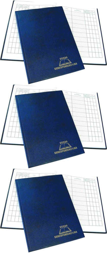 3x Księga korespondencyjna Warta, A4, 192 karty, granatowy