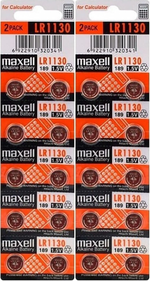 2x Bateria alkaliczna Maxell LR1130/ G10/ AG10/ LR54, 10 sztuk