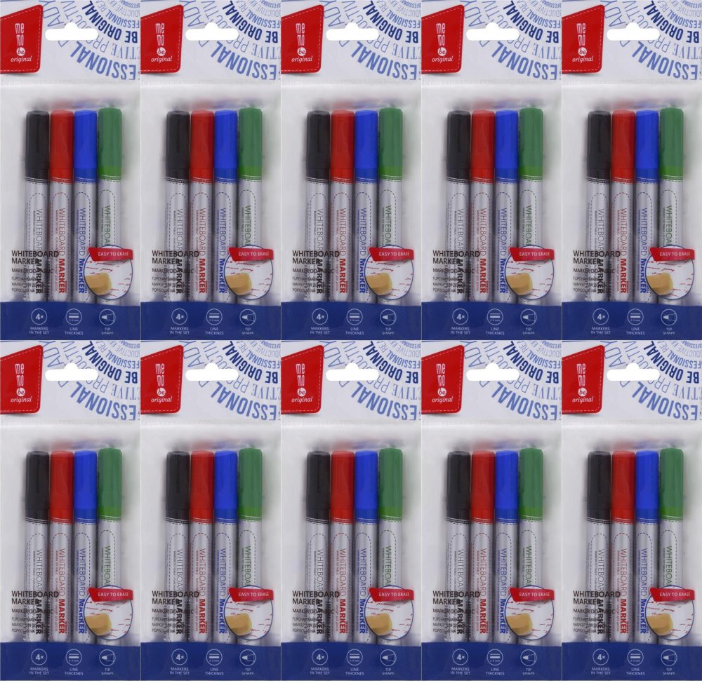 10x Marker suchościeralny MemoBe, okrągła, 2-3mm, 4 sztuki, mix kolorów