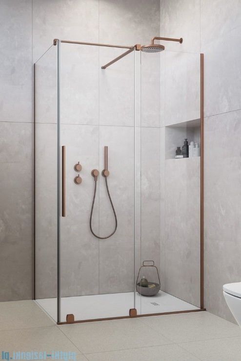 Radaway Furo KDJ drzwi prysznicowe 72,2 cm lewe miedź szczotkowana/szkło przezroczyste 10104722-93-01R