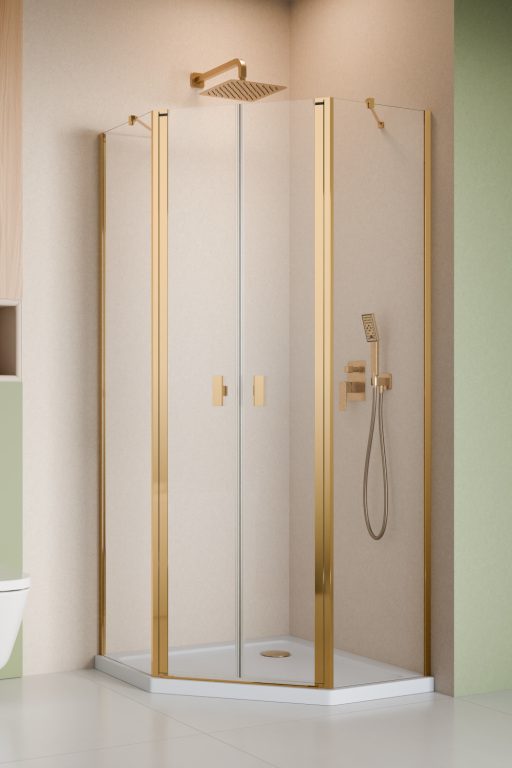 Radaway Nes Gold PTD komplet 2 ścianek prysznicowych do kabiny 90x90 cm złoty połysk/szkło przezroczyste 10051600-09-01