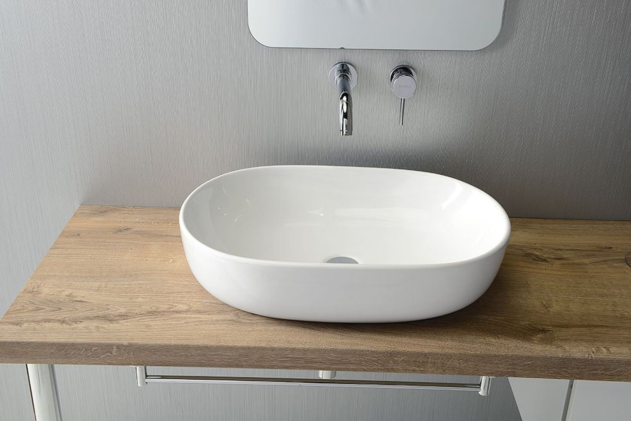 Sapho Caleo umywalka 60x42 cm nablatowa owalna biała CA590 - Wysyłka w 24h