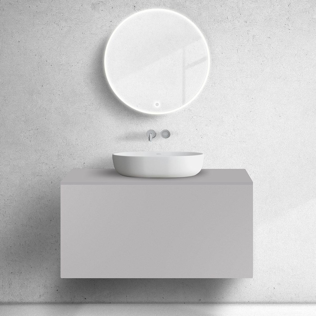 Zestaw Oltens Lun szafka podumywalkowa 100 cm z blatem kaszmir 68736900