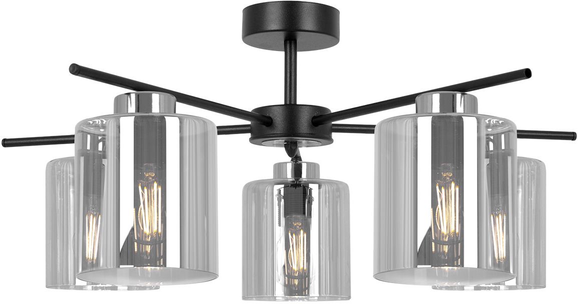 Kaja Luna lampa podsufitowa 5x15 W czarna-srebrna-grafitowa K-5527