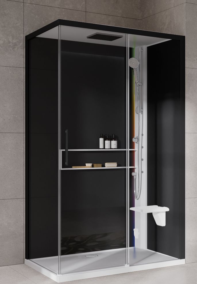 Novellini Glax 2 2.0 2P kabina z hydromasażem 120x80 cm parowa z brodzikiem prawa biała G222P129DM5-1UH