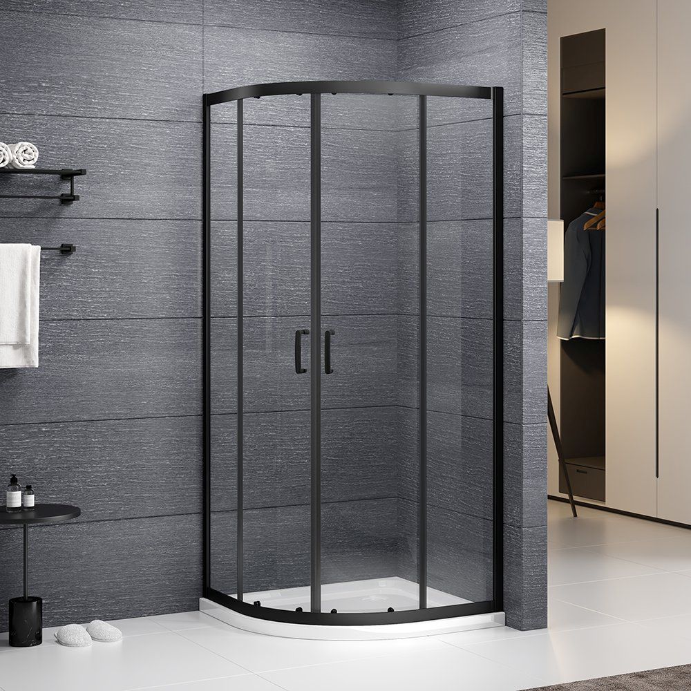 Roth Albis Black kabina prysznicowa 80x80 cm półokrągła czarny mat/szkło przezroczyste N0786