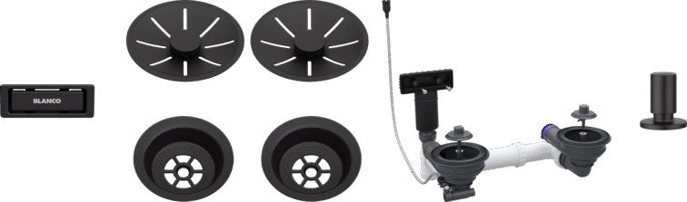 Blanco armatura przelewowo-odpływowa z korkiem automatycznym czarny mat 207442