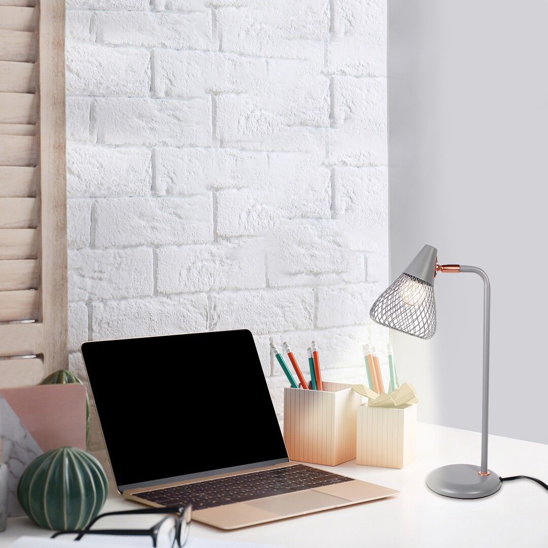 Rabalux Fanny lampa stołowa 1x25W szara/różowe złoto 3182