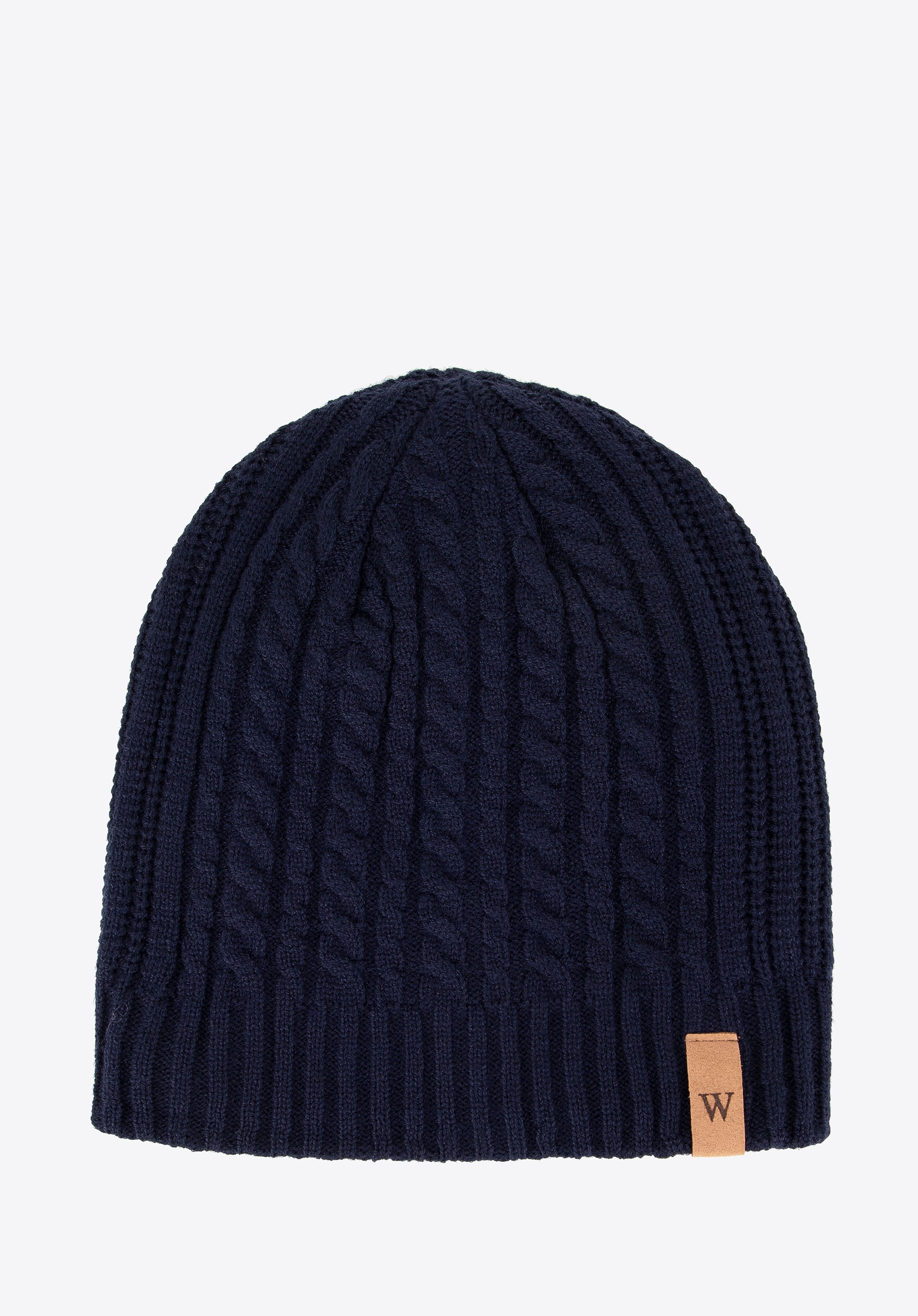 Dodatkowy rabat 25% - Męska czapka z logo w delikatny splot granatowa