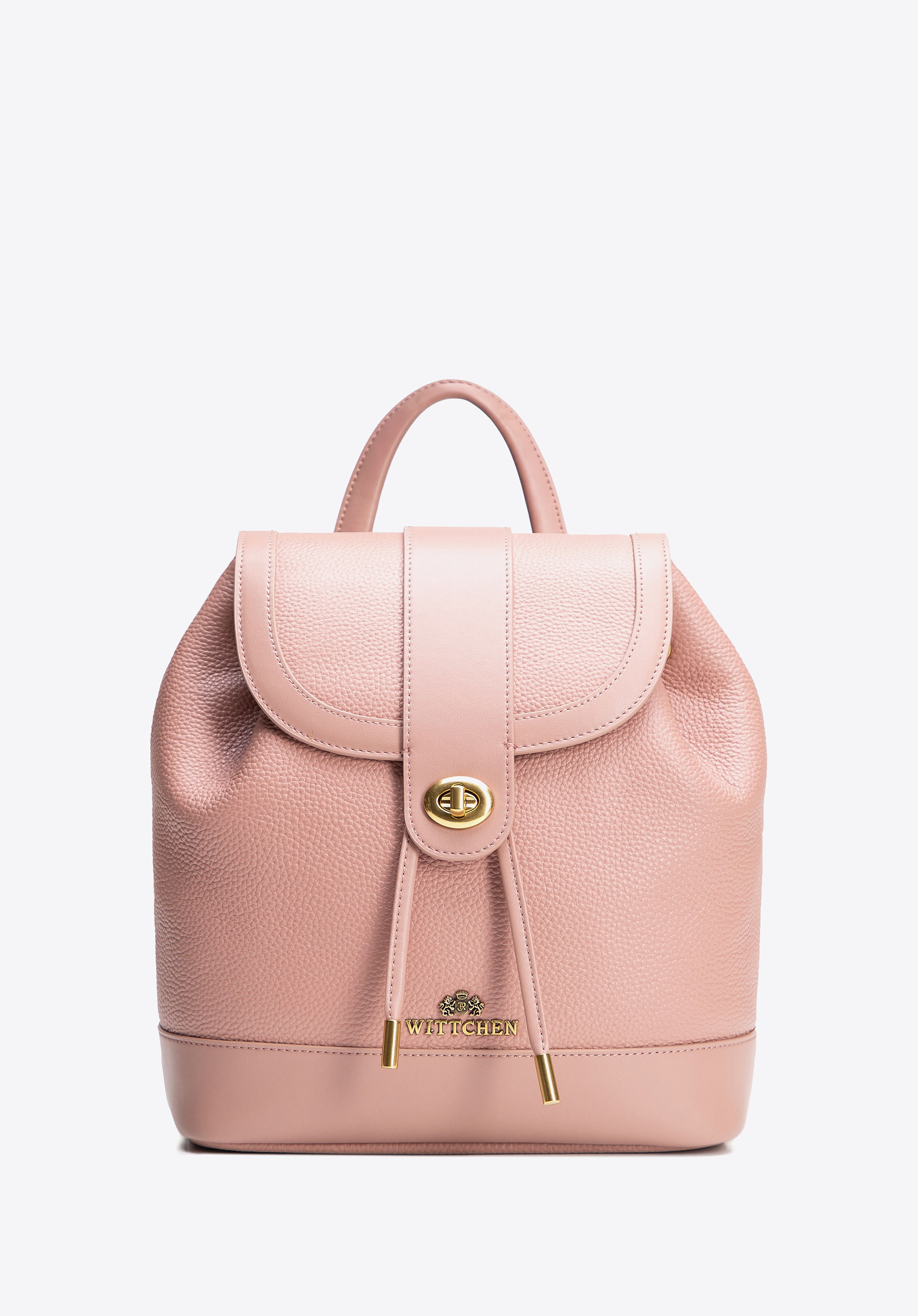 Dodatkowy rabat 25% - Damski plecak ze skóry z troczkami różowy