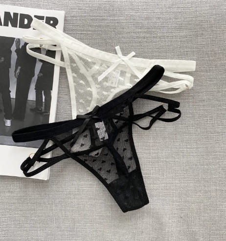 Stringi damskie przezroczyste Heart 035