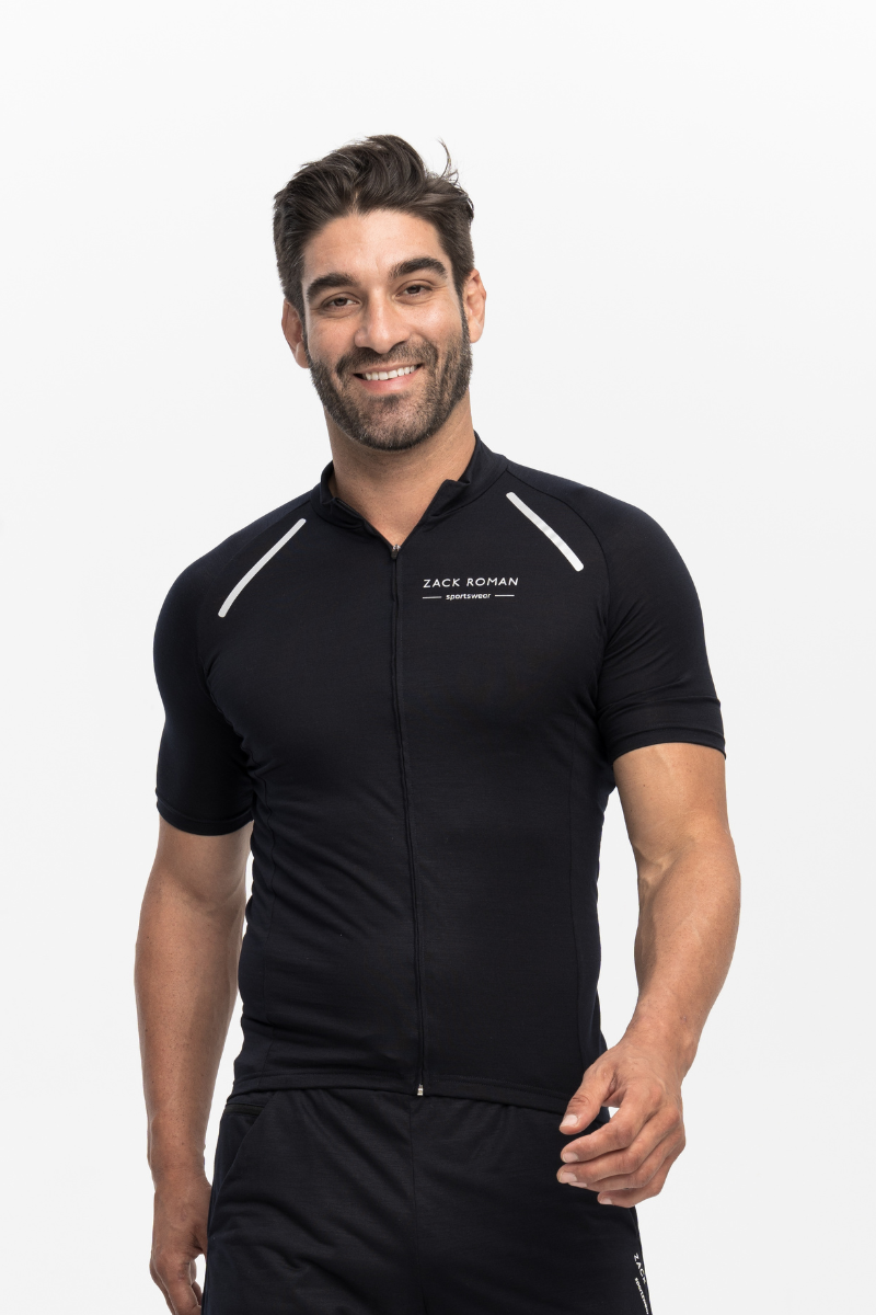 Koszulka kolarska Icefeel z wełny merino i eukaliptusa, granatowa