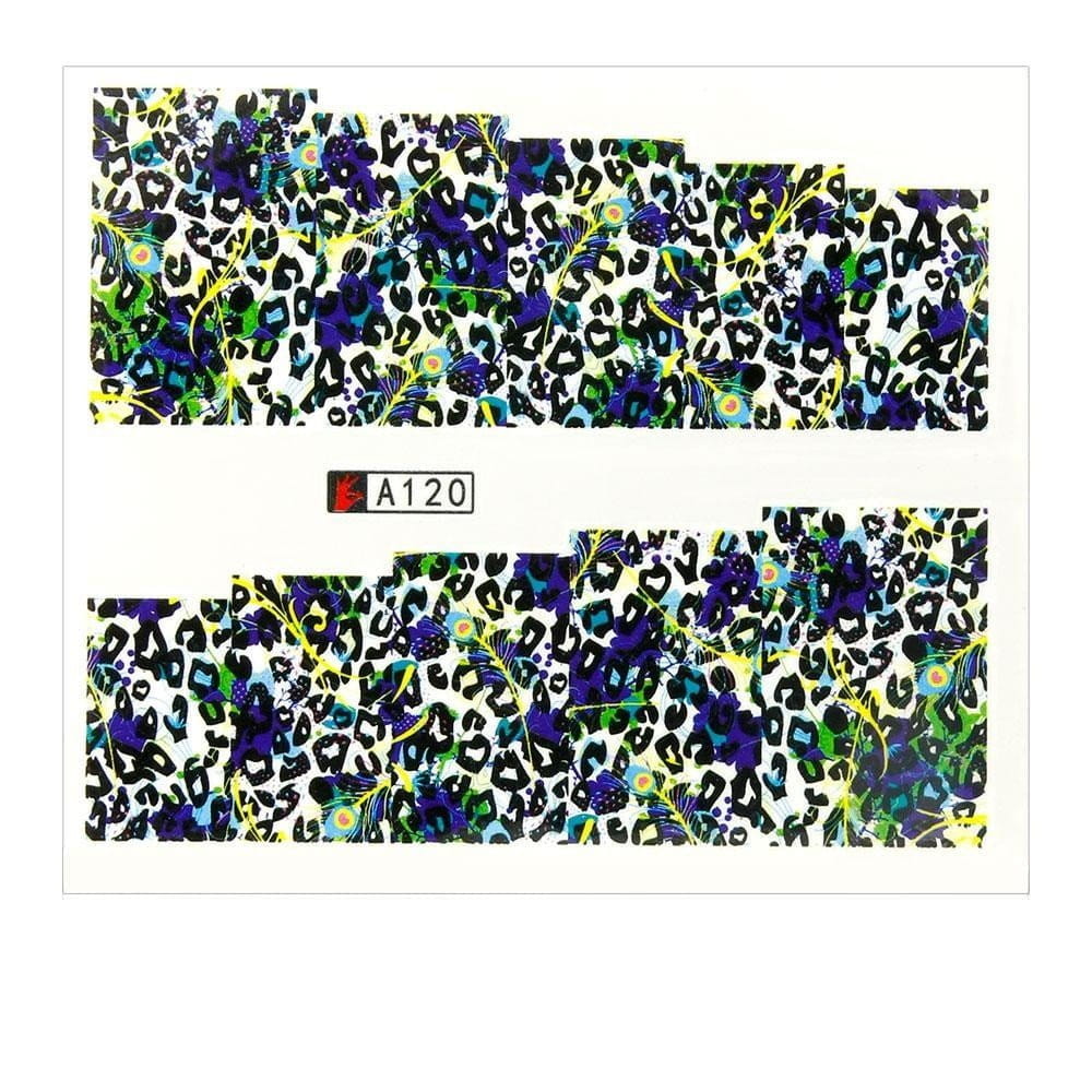 Naklejki wodne do paznokci arkusz 6,5 x 5,5 cm na 10 palców a Nr 120