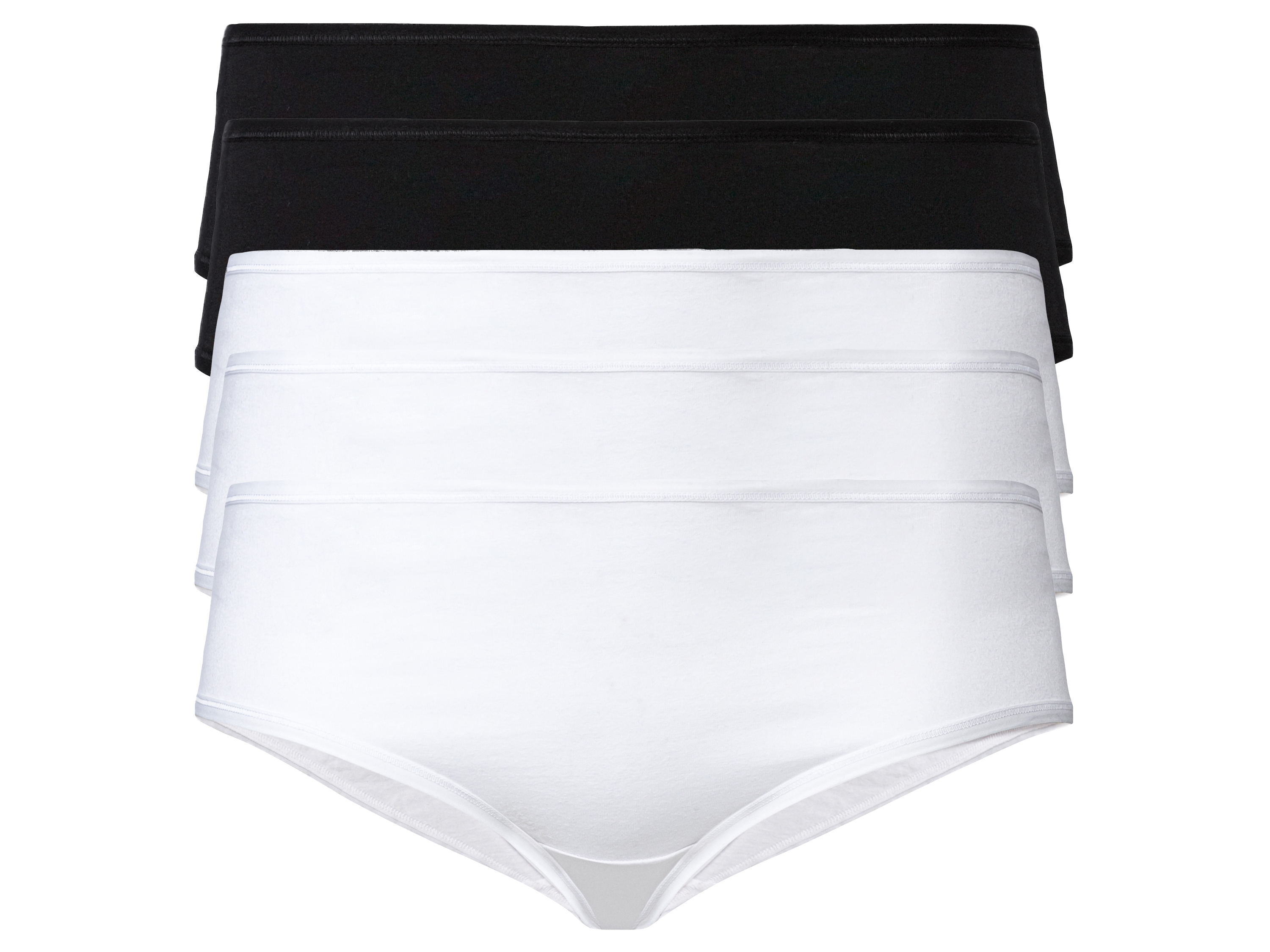 esmara Hipstery damskie z bawełną, 5 par Czarny / biały, Xl48/50