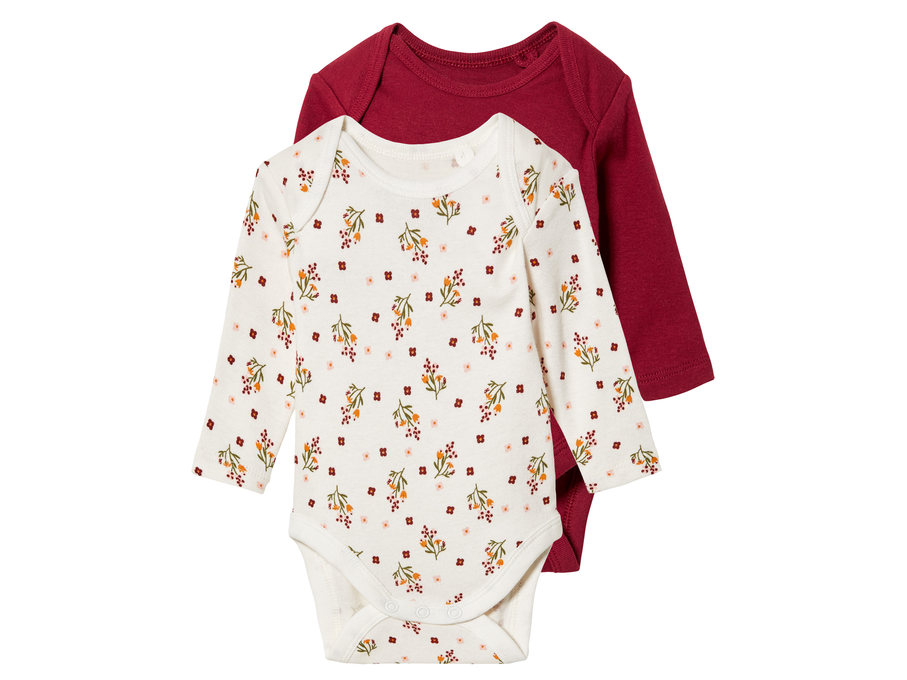 lupilu Body niemowlęce z bawełny organicznej, 2 sztuki 62/68, Wzorzysty biały/czerwony
