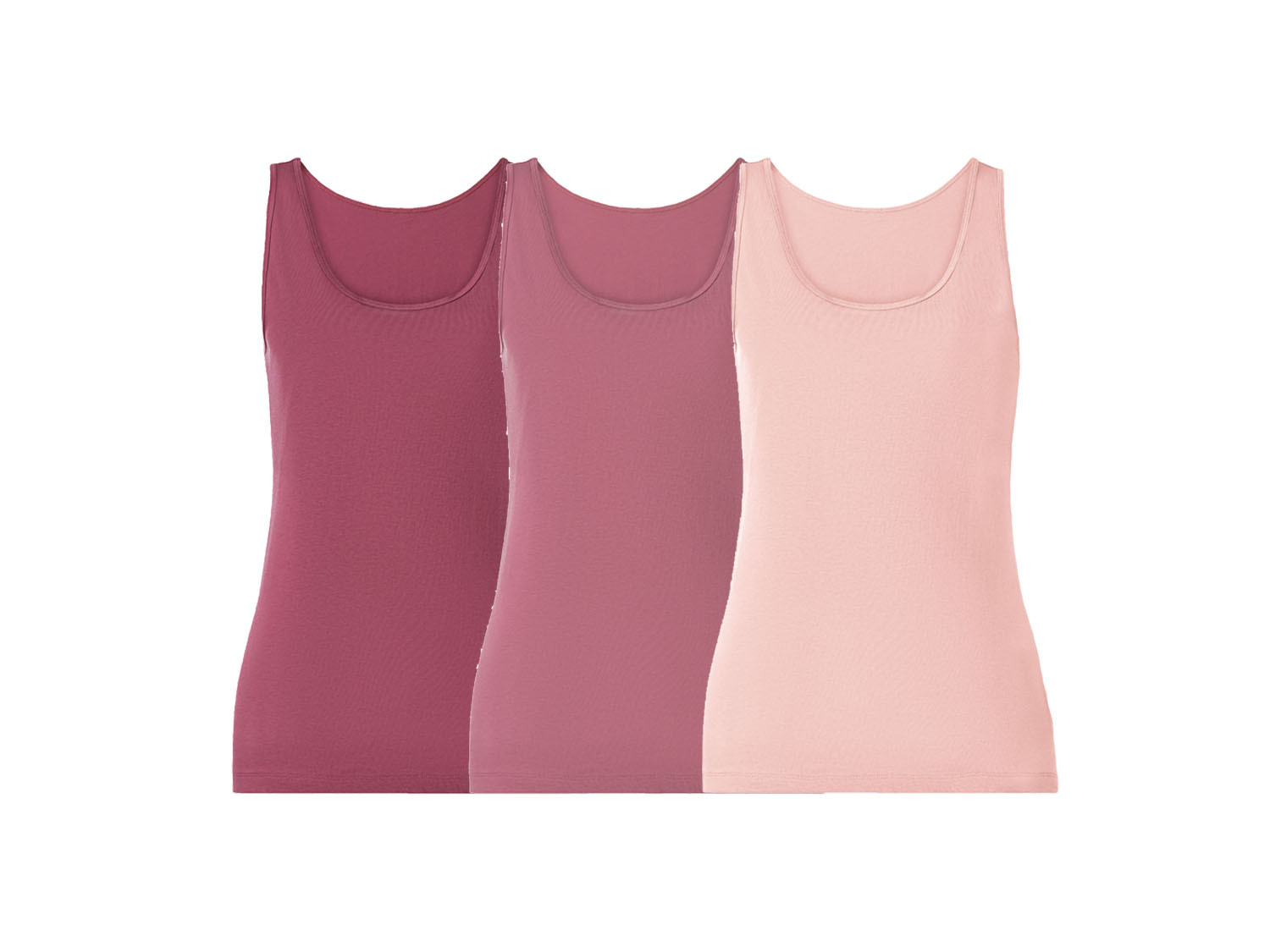 esmara Podkoszulki damskie z bawełną na ramiączkach, 3 sztuki XS 32/34, Różowy
