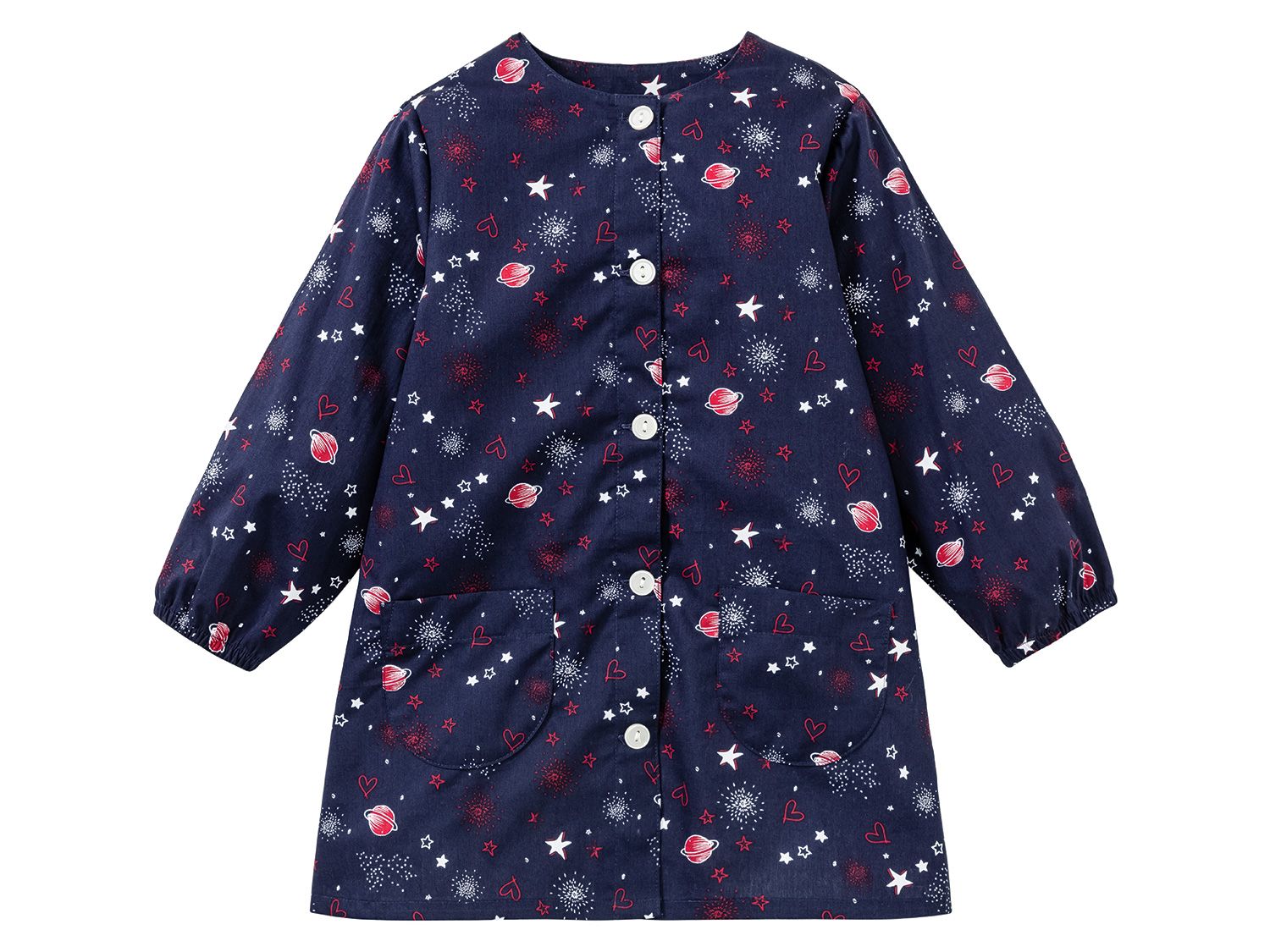 lupilu Fartuch dziecięcy do malowania Granatowy z nadrukiem na całej powierzchni, 98/104