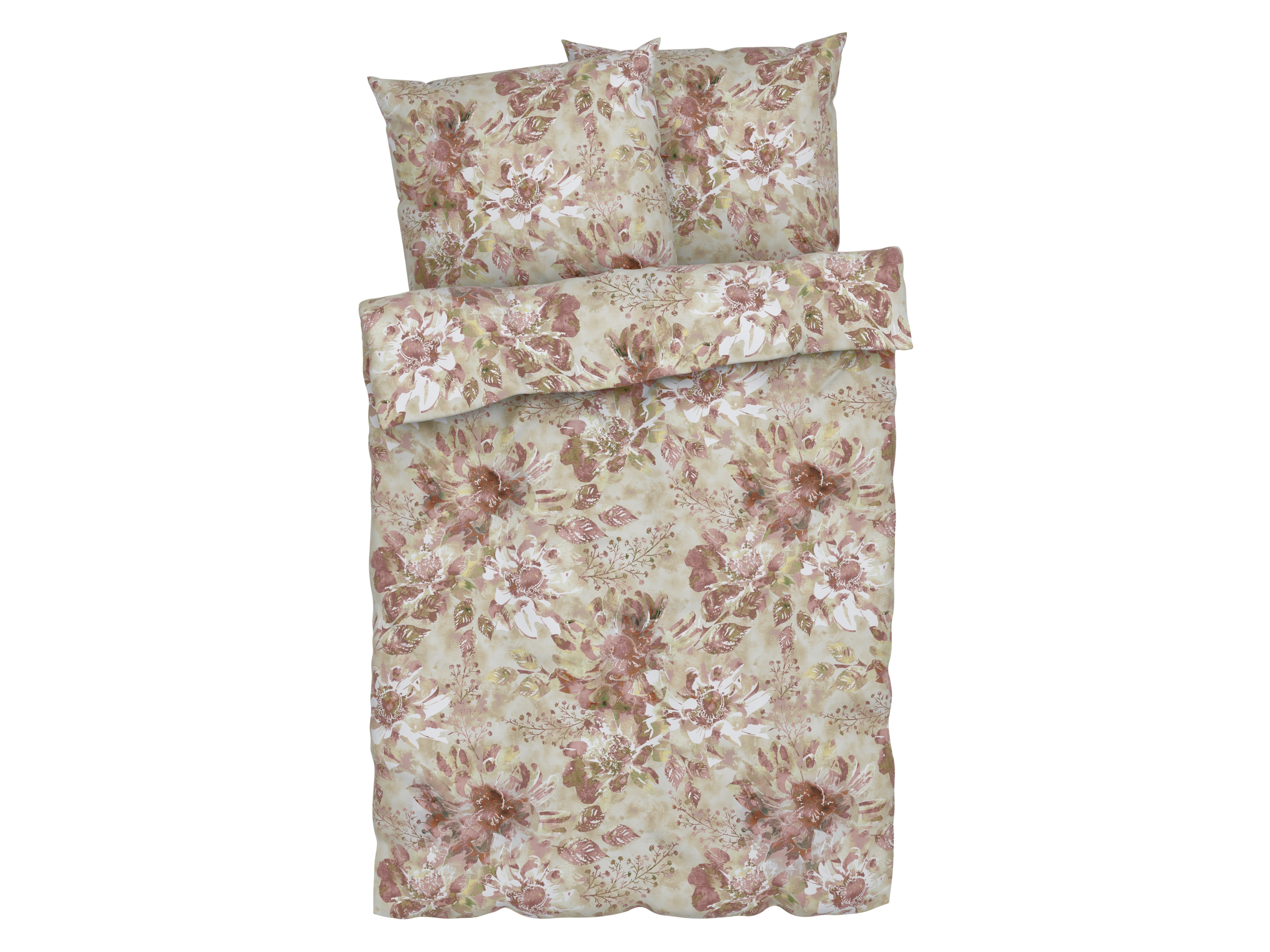 Livarno home Pościel flanelowa, 160 x 200 cm Brązowe kwiaty