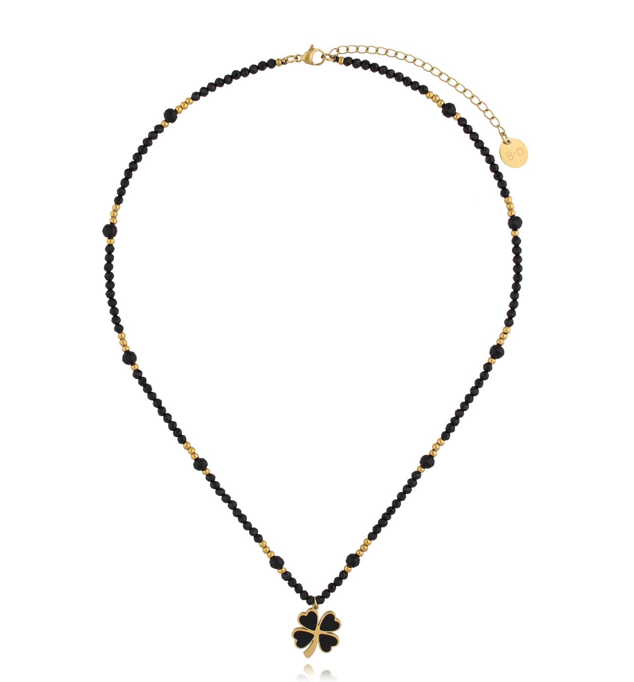 Naszyjnik czarny z koniczynką NTW1283