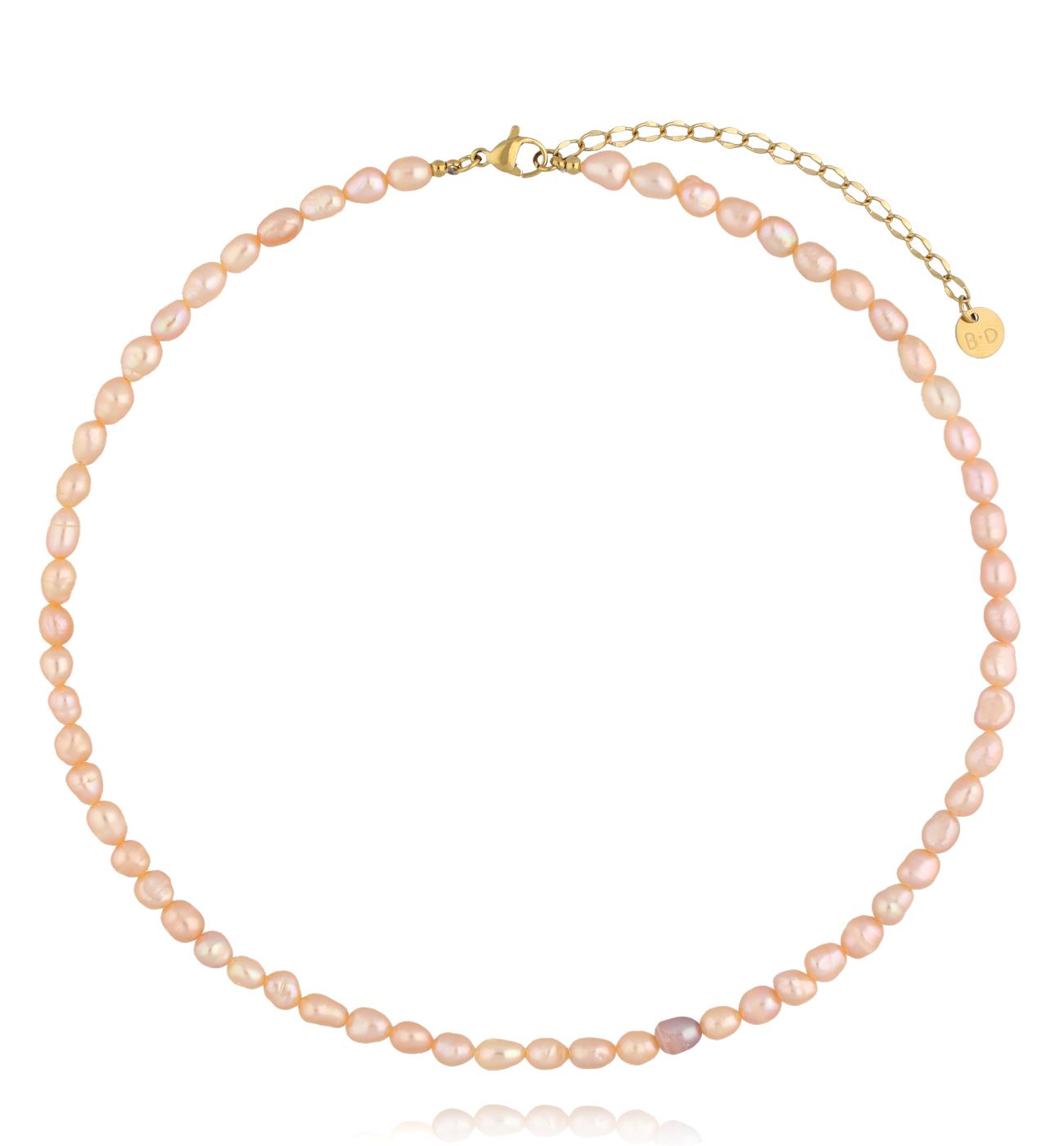 Naszyjnik brzoskwiniowy z pereł – ciepły i kobiecy - By Dziubeka