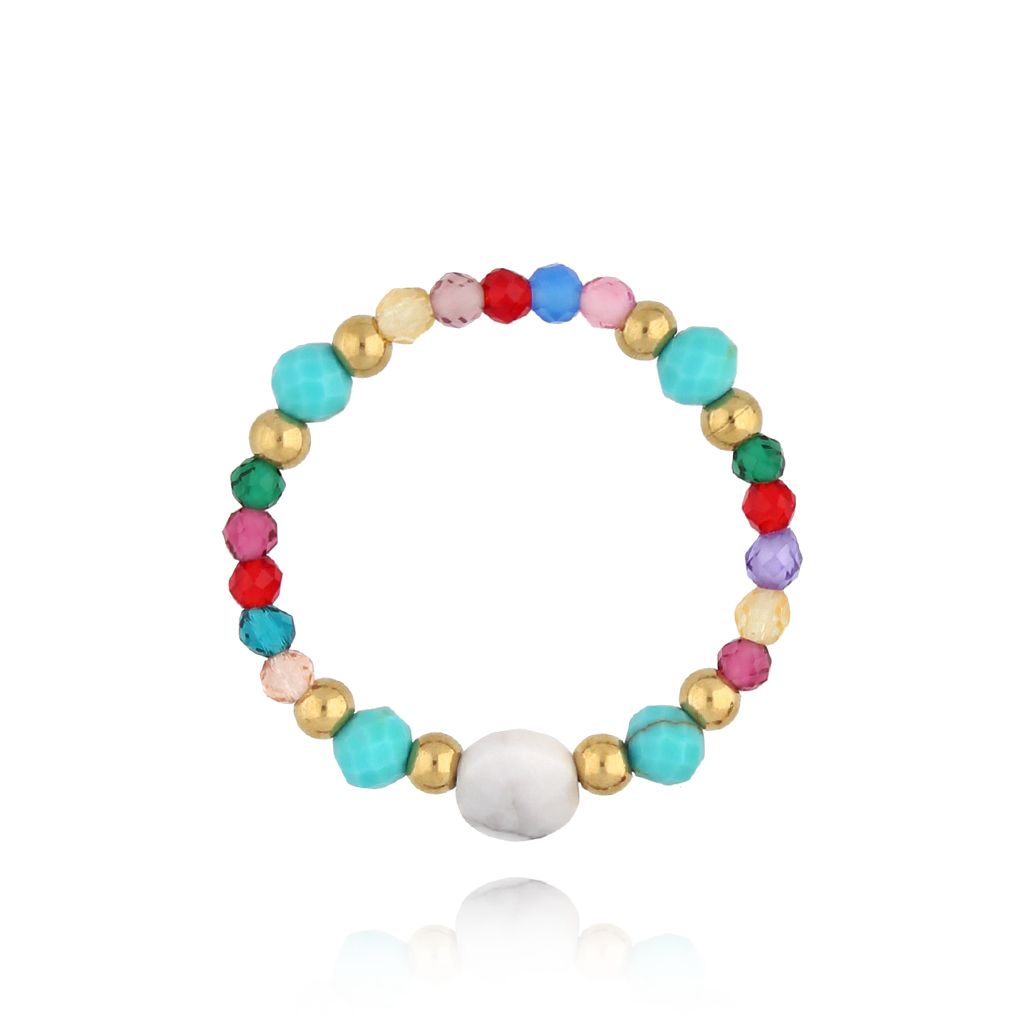 Pierścionek elastyczny z niebieskimi agatami Zuhra PSC0488