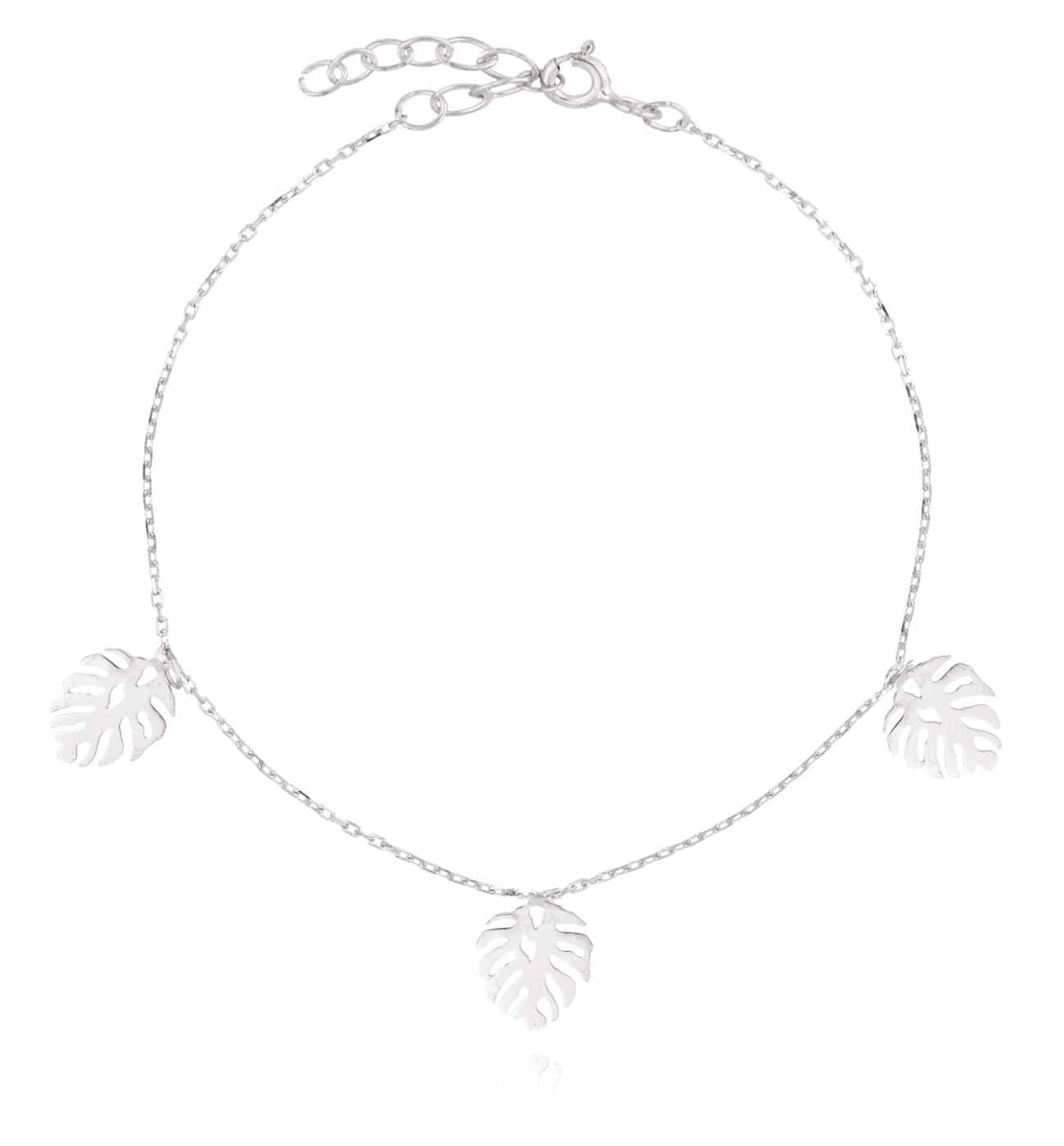 Bransoletka srebrna z liśćmi monstery - By Dziubeka