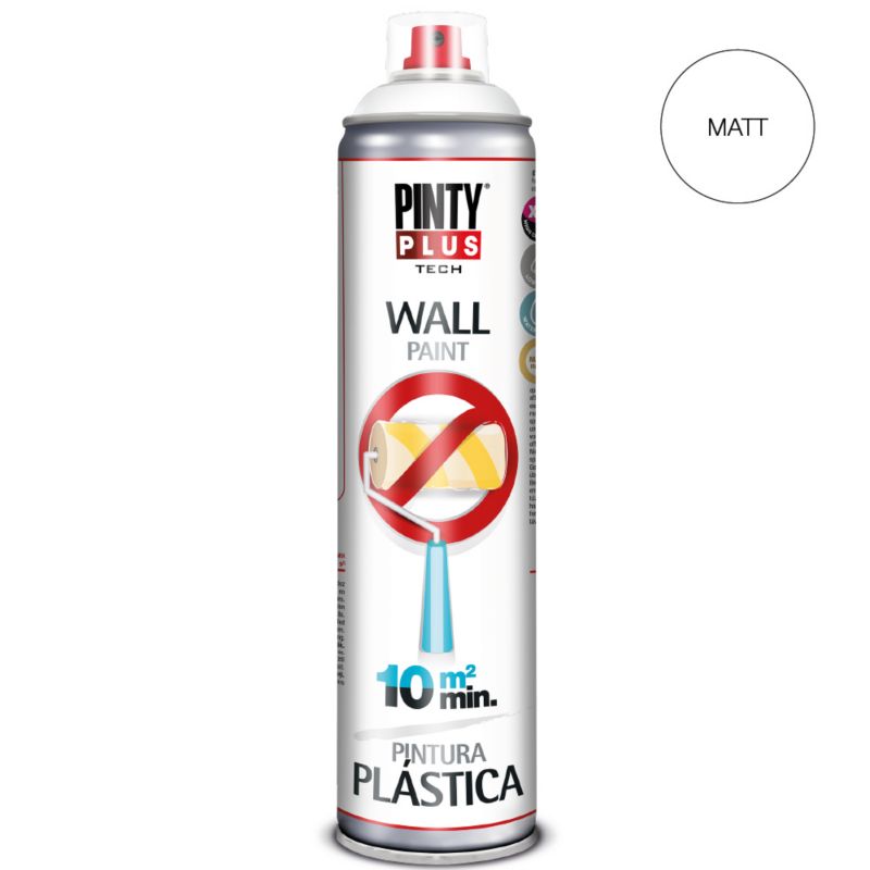 Farba do ścian w sprayu Pintyplus Tech Wall Paint RAL 9016 matowa 600 ml