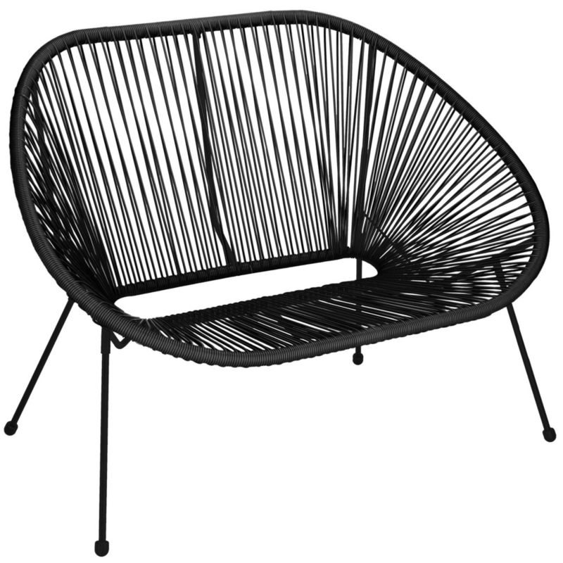 Kanapa ażurowa Springos na balkon, taras z rattanu, sofa na nóżkach czarna 1 szt.