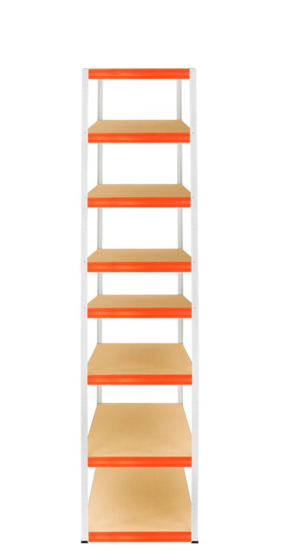 Regał metalowy MODO24 magazynowy biało-pomarańczowy helios 270x40x40cm 8 półek po 175 kg 1 szt.