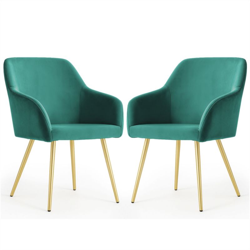 Welurowe krzesło tapicerowane gładkie AKORD Butelkowa Zieleń ESTELLE Złote nogi 2 szt.