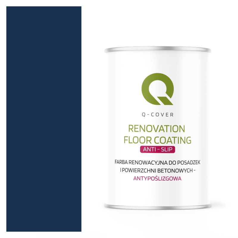 Farba Antypoślizgowa do Posadzek i Powierzchni Betonowych Renowacyjna Q-Cover Niebieski Kobaltowy RAL5013 1L