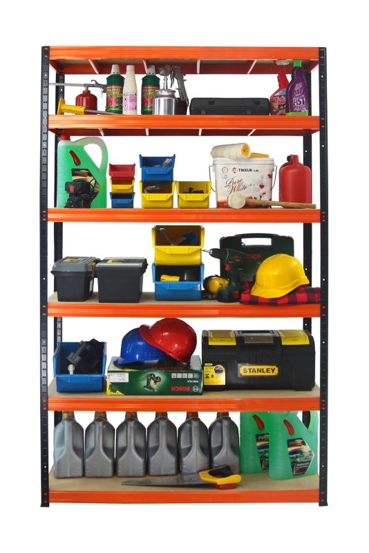 Regał metalowy MODO24 magazynowy stojak czarno-pomarańczowy helios 196x180x35cm 6 półek po 175 kg 1 szt.