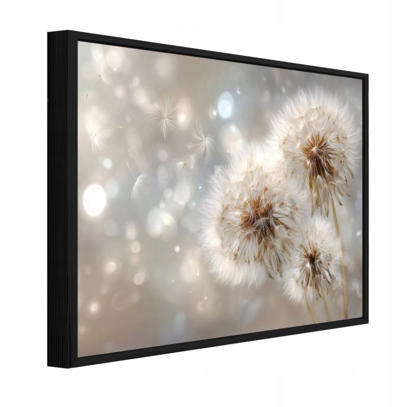 Obraz W Ramie WALLARENA Do Sypialni Salonu Na Płótnie Dmuchawce Abstrakcja Kwiaty Beżowy 60x40 cm PPR16160O4 1 szt.