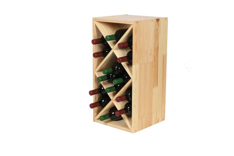 Stojak na wino MODO24 modułowy trwały 14 butelek naturalny 1 szt.