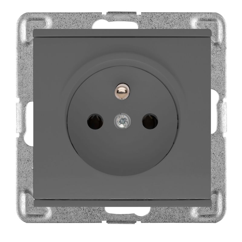 Gniazdo pojedyncze Polmark Verona z uziemieniem bazalt