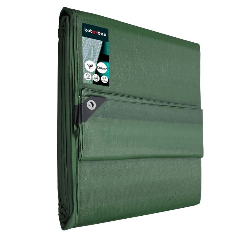 Plandeka ochronna KOTARBAU mocna oliwkowa 120 g/m2 5x8 m 1 szt.