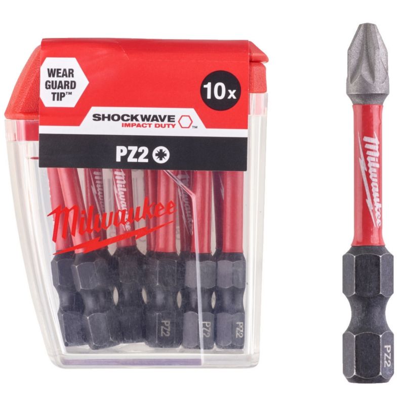 Bit Udarowy MILWAUKEE PZ2 50mm KOŃCÓWKA MAGNETYCZNA WKRĘTARKI POZIDRIV 10 elementów 1szt.