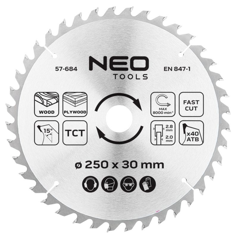 Tarcza do pilarki, widiowa NEO TOOLS, 250 x 30 mm, 40 zębów 1 szt