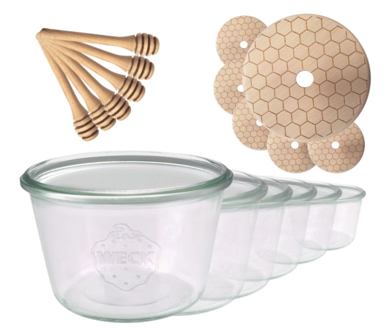 Słoiki do miodu MODO24 Weck 370 ml fi 100 mold nabieraki W3 6 kpl.